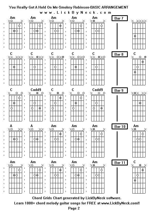 Chord Grids Chart of chord melody fingerstyle guitar song-You Really Got A Hold On Me-Smokey Robinson-BASIC ARRANGEMENT,generated by LickByNeck software.